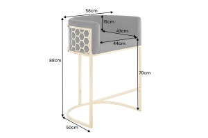 SCAUN BAR, ELEGANCE 180CM, DIN CATIFEA SI METAL, CULOARE NEGRU/AURIU, ARTIM GROUP SELECTION - Img 4