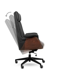 SCAUN BIROU ADMIRAL, NEGRU, FINISAJ LEMN SI PIELE ECO DE INALTA CALITATE - Img 4