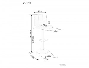 SCAUN DE BAR C105, BEJ INCHIS BLUVEL 40/NEGRU MAT, TAPITERIE DIN CATIFEA SI PICIOARE DIN METAL, STIL MODERN - Img 2
