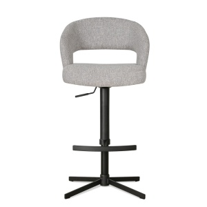 SCAUN DE BAR CELESTE CROSS 60, CONFECTIONAT DIN METAL, SPUMA, ARCURI SI TEXTIL, GRI/NEGRU, STIL MODERN - Img 2
