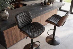 SCAUN DE BAR CHICAGO ROTATIV, DIN METAL, FURNIR SI PIELE ECO, CULOARE MARO/NEGRU, INVICTA INTERIOR - Img 8