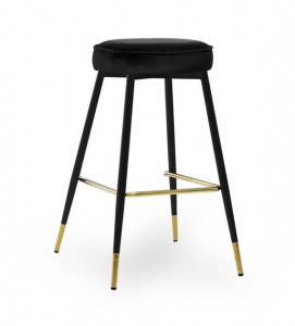 SCAUN DE BAR CIRCO 60, NEGRU/AURIU/NEGRU, STIL MODERN, CONFECTIONAT DIN METAL SI CATIFEA