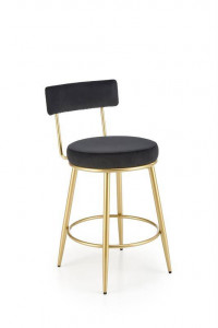 SCAUN DE BAR H115, NEGRU/AURIU, TAPITERIE DIN CATIFEA SI PICIOARE DIN METAL, STIL MODERN
