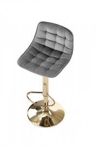SCAUN DE BAR H120, GRI/AURIU, TAPITERIE DIN CATIFEA SI PICIOARE DIN METAL, STIL MODERN - Img 2