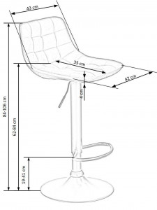 SCAUN DE BAR H95, BEJ/NEGRU, TAPITERIE DIN CATIFEA SI PICIOARE DIN METAL, STIL MODERN - Img 6