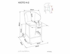 SCAUN DE BAR KIOTO H-2, CULOARE BEJ 253/CREM, TAPITERIE DIN TEXTIL SI METAL, STIL MODERN - Img 4
