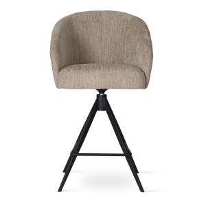 SCAUN DE BAR, PIVOTANT, SENI SUPREME TWIST L 70 CM, BEJ/NEGRU, TAPITERIE DIN TEXTIL, SPUMA, ARCURI SI METAL, STIL MODERN - Img 2