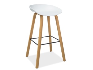 SCAUN DE BAR STING, ALB/STEJAR, POLIPROPILENA SI METAL, STIL MODERN - Img 1