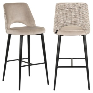 SCAUN DE BAR TABITHA TRENDY NATURE QUARTZ KAKI, S4625, CONFECTIONAT DIN 100% POLIESTER SPUMA SI METAL, RICHMOND INTERIORS