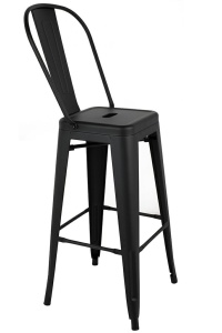 SCAUN DE BAR TOWER BIG BACK 66 PARIS, NEGRU, CONFECTIONAT DIN METAL, STIL INDUSTRIAL