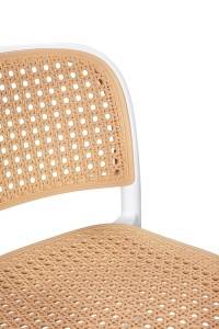SCAUN DE BAR WICKY ALB, CONFECTIONAT DIN RATTAN SI POLIPROPILENA, STIL MODERN - Img 3