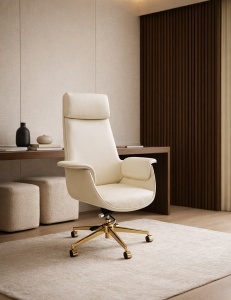 SCAUN DE BIROU DE LUX, ARTIM ADMIRAL, REALIZAT PIELE ECO DE CALITATE SI METAL, CULOARE ECRU/AURIU, STIL MODERN - Img 15
