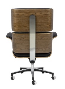 SCAUN DE BIROU DE LUX, ARTIM LOUNGE BUSINESS, REALIZAT PIELE NATURALA ITALIANA SI LEMN, CULOARE NEGRU/NUC, STIL EAMES - Img 9