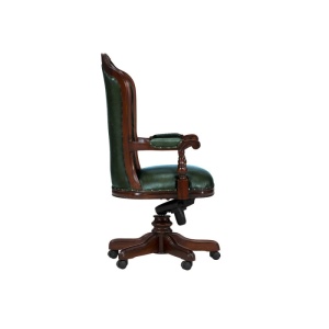 SCAUN DE BIROU DE LUX CAMBRIDGE, REALIZAT DIN LEMN MASIV SI PIELE NATURALA, CULOARE MARO/VERDE, ARTIM SELECTION - Img 6