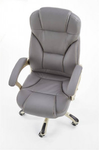 SCAUN DE BIROU DESMOND, GRI/CROM, TAPITERIE DIN PIELE ECOLOGICA SI PICIOARE DIN METAL, STIL MODERN - Img 3