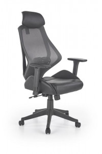 SCAUN DE BIROU HASEL, GRI/NEGRU, TAPITERIE DIN PIELE ECOLOGICA/PLASA SI PICIOARE DIN METAL, STIL MODERN