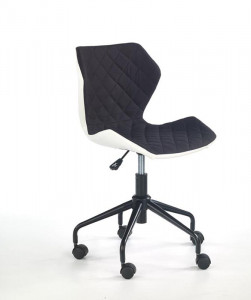SCAUN DE BIROU MATRIX, NEGRU/ALB/NEGRU, TAPITERIE DIN PIELE ECOLOGICA/STOFA SI PICIOARE DIN METAL, STIL MODERN - Img 3