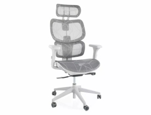 SCAUN DE BIROU PIVOTANT DEVON, GRI/GRI, TAPITERIE DIN PLASA SI PICIOR DIN PLASTIC, STIL MODERN - Img 1