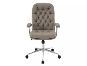 SCAUN DE BIROU PIVOTANT Q-288, GRI/CROM, TAPITERIE DIN PIELE ECOLOGICA SI PICIOR DIN METAL, STIL MODERN - Img 3