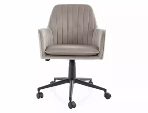 SCAUN DE BIROU PIVOTANT Q-886, BEJ INCHIS BLUVEL 40/NEGRU, TAPITERIE DIN CATIFEA SI PICIOR DIN METAL, STIL MODERN - Img 2