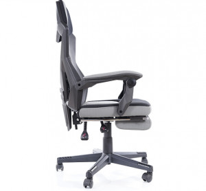 SCAUN DE BIROU PIVOTANT Q-939, CU SUPORT PENTRU PICIOARE, GRI/NEGRU, TAPITERIE DIN STOFA SI PLASA SI PICIOR DIN METAL, STIL MODERN - Img 4