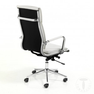 SCAUN DE BIROU, PREMIER ALB, STIL MODERN, METAL SI PIELE ECO, COD 4168 - Img 3