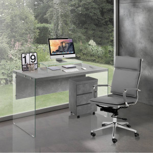SCAUN DE BIROU, PREMIER GREY, STIL MODERN, METAL SI PIELE ECO, COD 4406 - Img 4