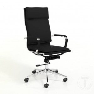 SCAUN DE BIROU, PREMIER NEGRU, STIL MODERN, METAL SI PIELE ECO, COD 4170
