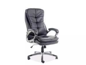 SCAUN DE BIROU Q-270, NEGRU/CROM, TAPITERIE DIN PIELE ECOLOGICA SI PICIOR DIN METAL, STIL MODERN