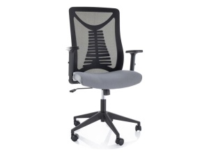 SCAUN DE BIROU Q-330, GRI/NEGRU, CU FUNCTIE TILT, TAPITERIE DIN TEXTIL SI PLASA, SI PICIOR DIN METAL, STIL MODERN