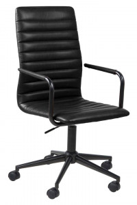 SCAUN DE BIROU WINSLOW, NEGRU, DIN PIELE ECOLOGICA SI METAL, STIL MODERN - Img 2