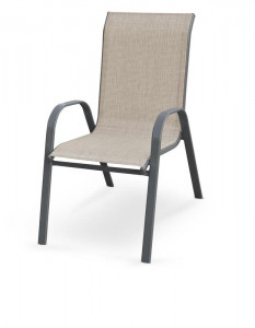 SCAUN DE GRADINA/TERASA/HoReCa MOSLER, BEJ/GRI, DIN PLASA SI PICIOARE DIN METAL, STIL MODERN