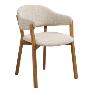 SCAUN DE SUFRAGERIE DUNKIRK, DIN LEMN DE STEJAR SI TEXTIL, CULOARE NATUR/BEJ, HOUSE NORDIC
