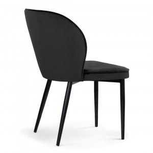 SCAUN DINING AINE, NEGRU/NEGRU, TAPITERIE DIN CATIFEA SI PICIOARE DIN METAL, STIL MODERN - Img 2