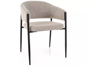 SCAUN DINING AKITA, BEJ 231/NEGRU MAT, TAPITERIE DIN TEXTIL SI PICIOARE DIN METAL, STIL MODERN