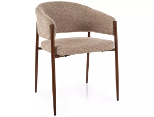 SCAUN DINING AKITA, BEJ 253/NUC, TAPITERIE DIN TEXTIL SI PICIOARE DIN METAL, STIL MODERN - Img 5