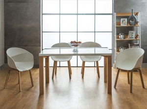 SCAUN DINING, ALB/STEJAR, DIN POLIPROPILENA SI METAL, STIL MODERN - Img 4
