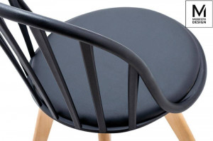 SCAUN DINING ALBERT, NEGRU/FAG, DIN POLIPROPILENA SI PIELE ECOLOGICA, STIL MODERN - Img 6