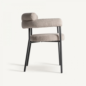 SCAUN DINING ALBULA, CREM/NEGRU, REF. 33583, PRELUCRAT MANUAL, CONFECTIONAT DIN METAL, SPUMA SI TEXTIL, STIL MODERN - Img 3
