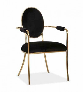 SCAUN DINING ANTIBA, NEGRU/AURIU, TAPITERIE DIN CATIFEA SI PICIOARE DIN METAL, STIL MODERN, ATR