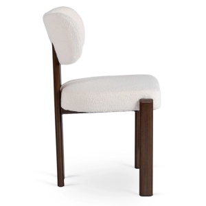 SCAUN DINING, ARTIM MEBLE, REALIZAT DIN METAL SI TEXTIL BOUCLE, CULOARE NUC/CREM, STIL MODERN - Img 3