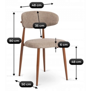 SCAUN DINING, ARTIM MEBLE, REALIZAT DIN METAL SI TEXTIL, CULOARE NEGRU/BEJ, STIL MODERN - Img 6