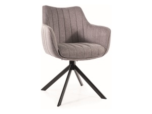 SCAUN DINING AZALIA BREGO GRI 07/NEGRU, CU TAPITERIE DIN STOFA BREGO SI METAL, STIL MODERN