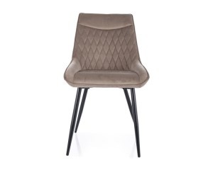 SCAUN DINING BEJ BLUVEL 40/NEGRU MAT, TAPITERIE DIN CATIFEA SI PICIOARE DIN METAL, STIL MODERN