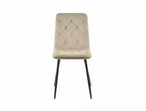 SCAUN DINING, BEJ BLUVEL 40/NEGRU MAT, TAPITERIE DIN CATIFEA SI PICIOARE DIN METAL, STIL MODERN - Img 2
