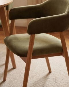 SCAUN DINING/BIROU ANDRA, VERDE, TAPITAT CU TAPITERIE DIN TEXTIL CATIFEA MAGIC VELVET SI LEMN MASIV, MICADONI - Img 6