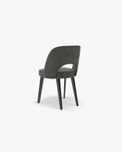 SCAUN DINING/BIROU BOWE, GRI INCHIS, TAPITAT CU TAPITERIE DIN TEXTIL CHENILLE REBEL SI LEMN MASIV DE FAG, MICADONI - Img 3