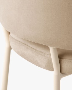 SCAUN DINING/BIROU DORA, BEJ MIGDALA, TAPITAT CU TAPITERIE DIN TEXTIL CATIFEA MAGIC VELVET SI METAL, MICADONI - Img 4