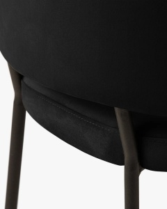 SCAUN DINING/BIROU DORA, NEGRU, TAPITAT CU TAPITERIE DIN TEXTIL CATIFEA MAGIC VELVET SI METAL, MICADONI - Img 4
