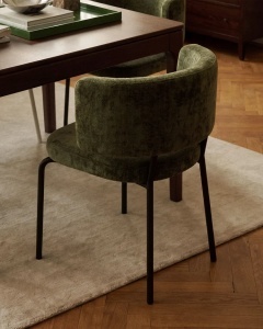 SCAUN DINING/BIROU DORA, VERDE, TAPITAT CU TAPITERIE DIN TEXTIL CHENILLE PERFECT ARMONY SI METAL, MICADONI - Img 5